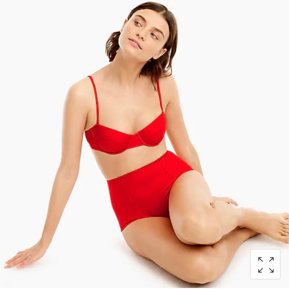 J Crew Red High Waisted Bikini Set